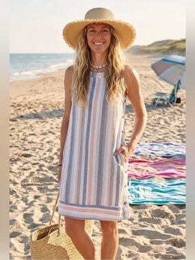 For Cynthia Striped Sleeveless Shift Dress SzXS